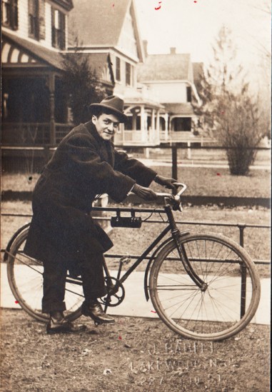 Vintage Photo 1918 man on bicycle