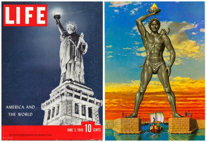 statue of Liberty and Colossus of Rhodes