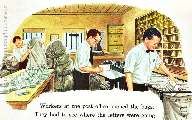Vintage Illustration Postal workers 