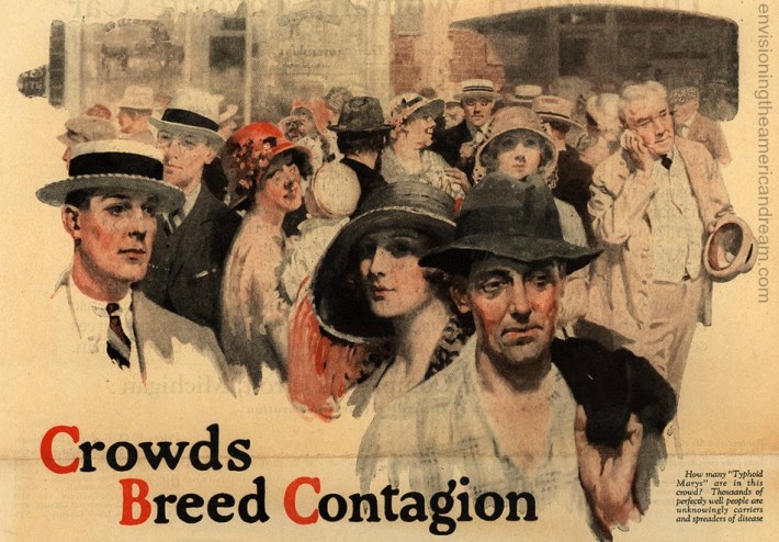Vintage 1923 illustration crowds health message