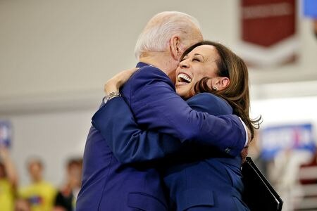 Joe Biden hugging Kamala Harris 
