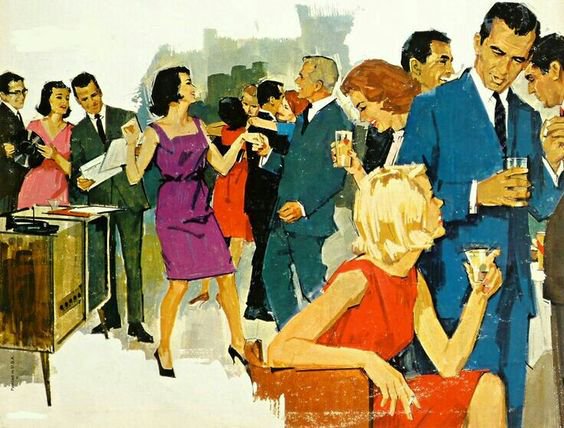Vintage Illustration Cocktail Party