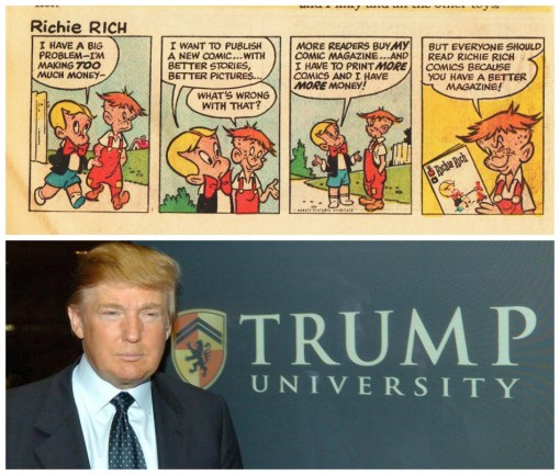 Donald Trump is no Richie Rich Vintage Richie Rich comic Vintage Richie Rich Comic and Donald Trump University
