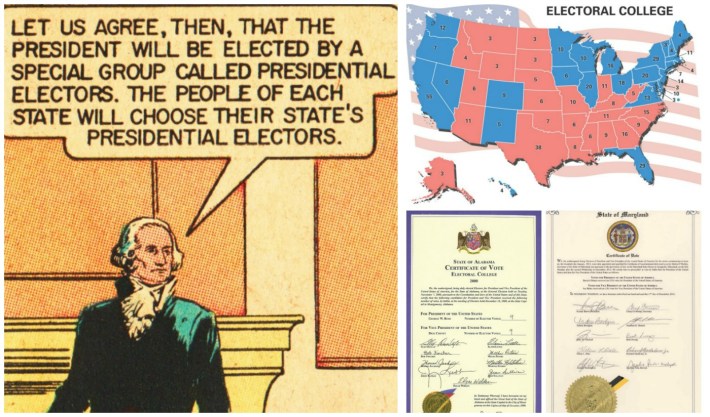 Electoral college comic and map