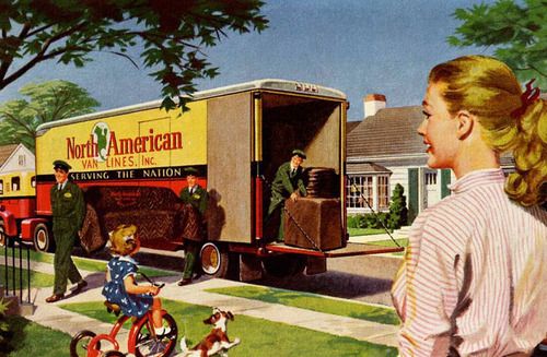 Vintage illustration Moving Day