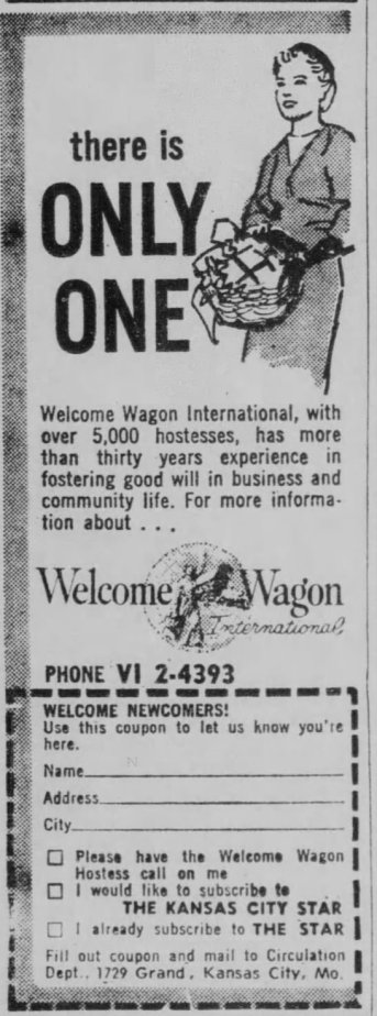 Vintage welcome wagon ad