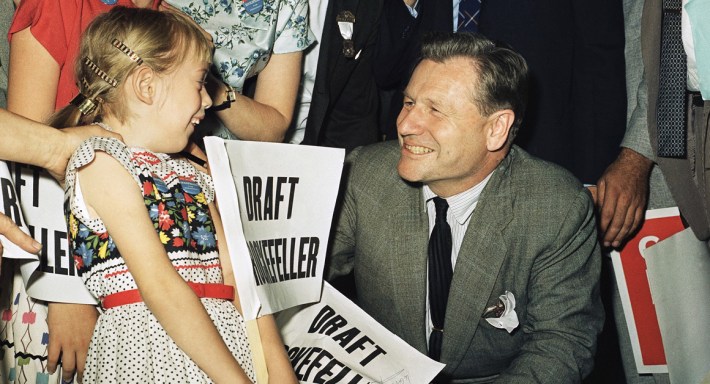 Nelson Rockefeller charms a little girl 