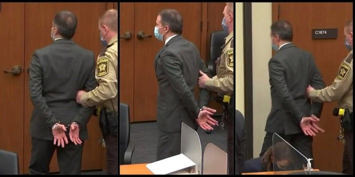 Derek Chauvin in handcuffs