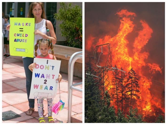 Anti Mask Protesters Florida and Calif Wildfires 