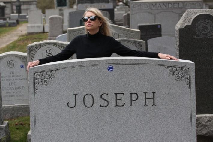 sally Edelstein at a cemetary