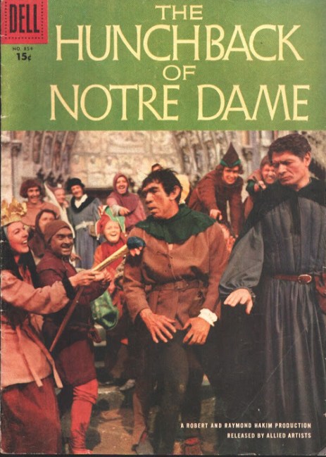 Vintage Dell Comic book 1957 Hunchback of Notre Dame Anthony Quinn and Gina Lollobrigida