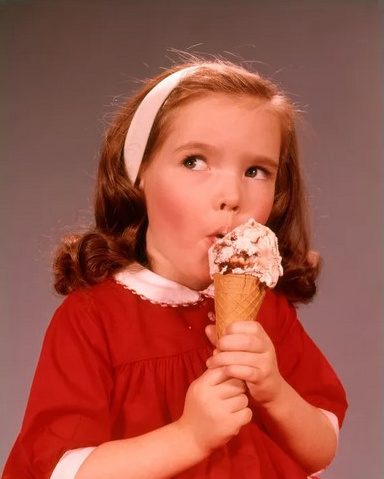 little girl eating ice cream